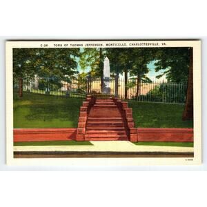 Vintage Linen Postcard Tomb of Thomas Jefferson Monticello VA